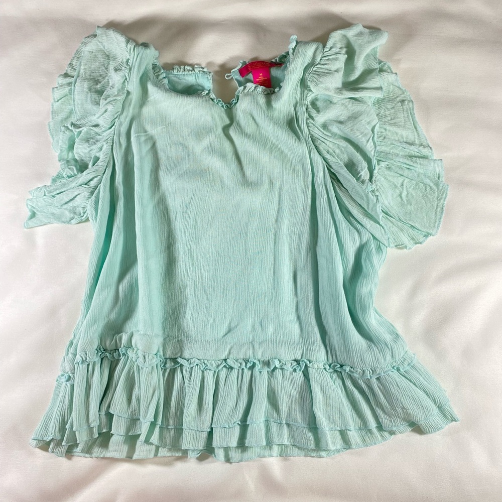 Free People vibe blue flowy blouse M